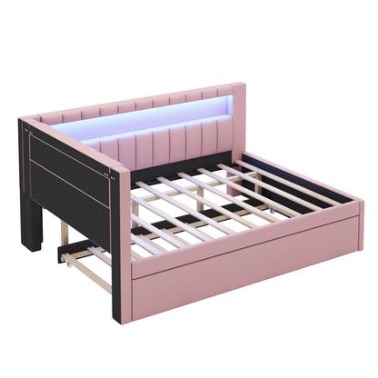 Upholstered Platform Bed With USB Ports And LED Belt - The Sleep Loft - Online Mattress Showroom NYC