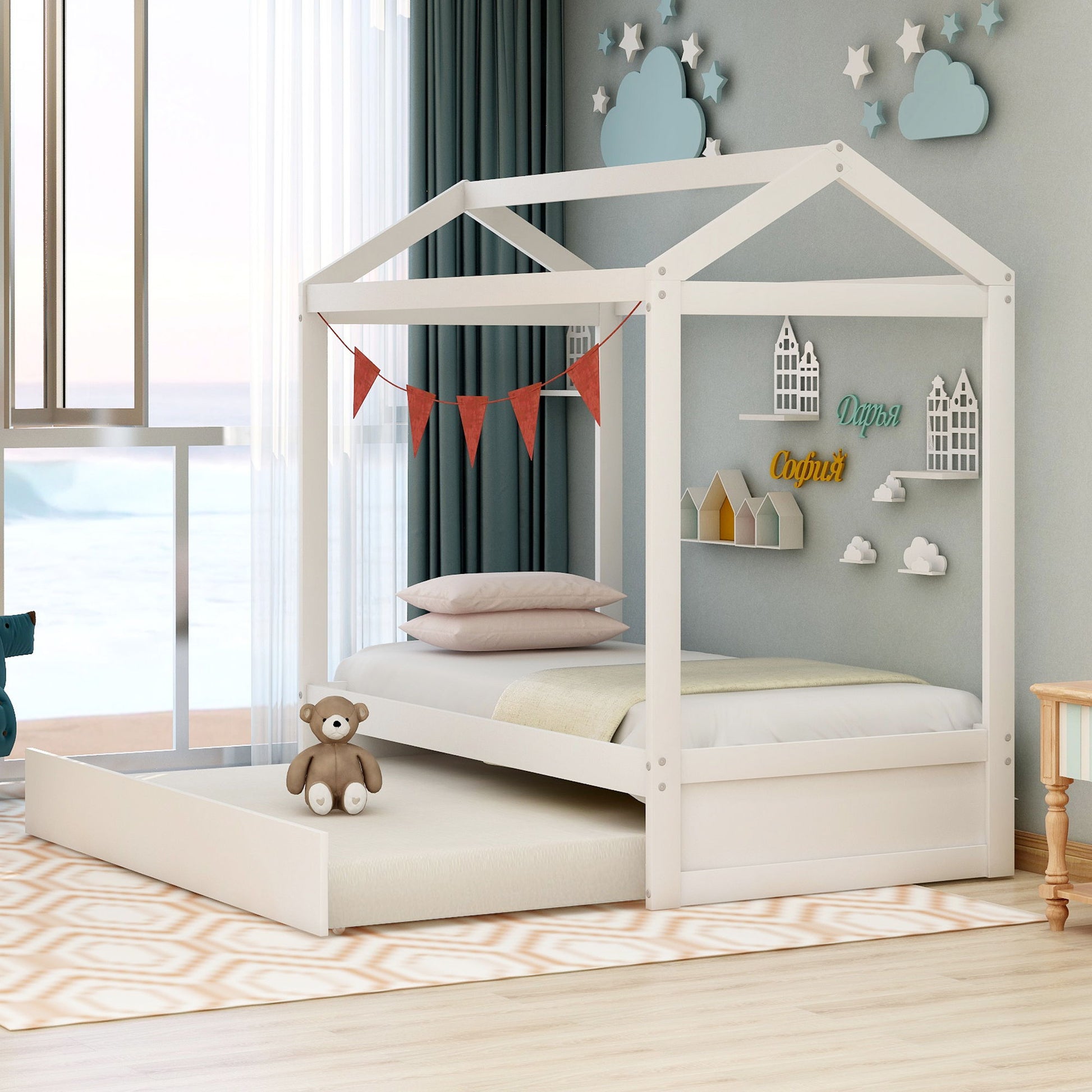 House Bed With Trundle In, Twin Size - White - The Sleep Loft - Online Mattress Showroom NYC