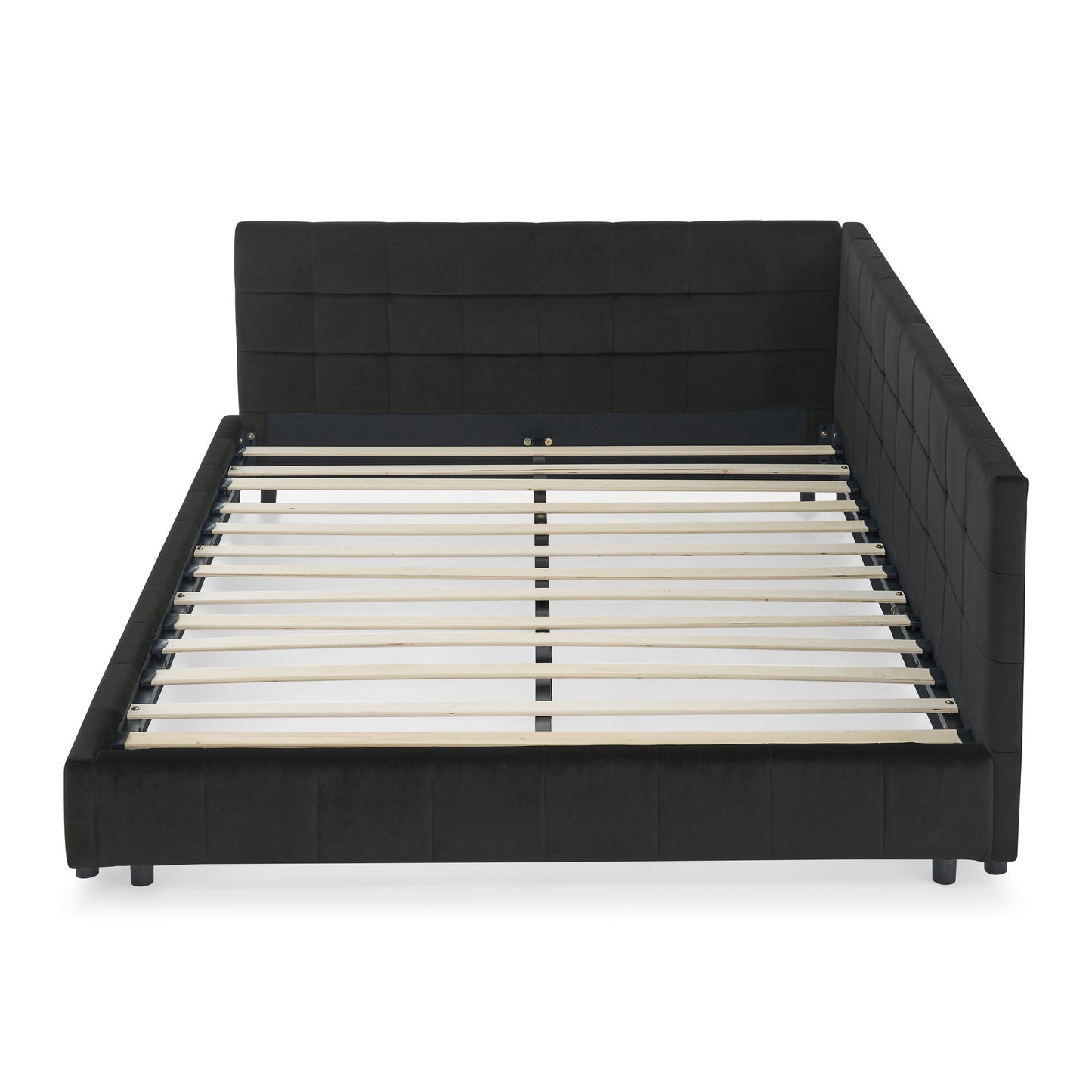 Mid-Century Storage Upholstered Tufted Bed Frame With Backrest And Armrests - The Sleep Loft - Online Mattress Showroom NYC