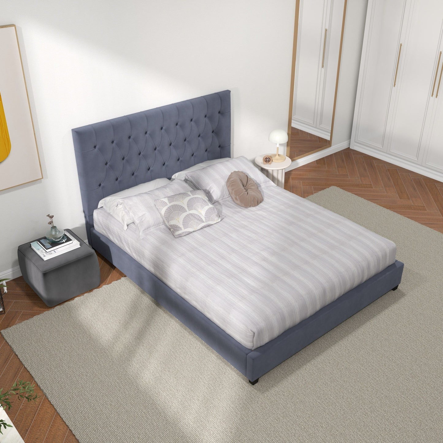 Donald - Mid-Century Modern Upholstered Platform Bed - The Sleep Loft - Online Mattress Showroom NYC