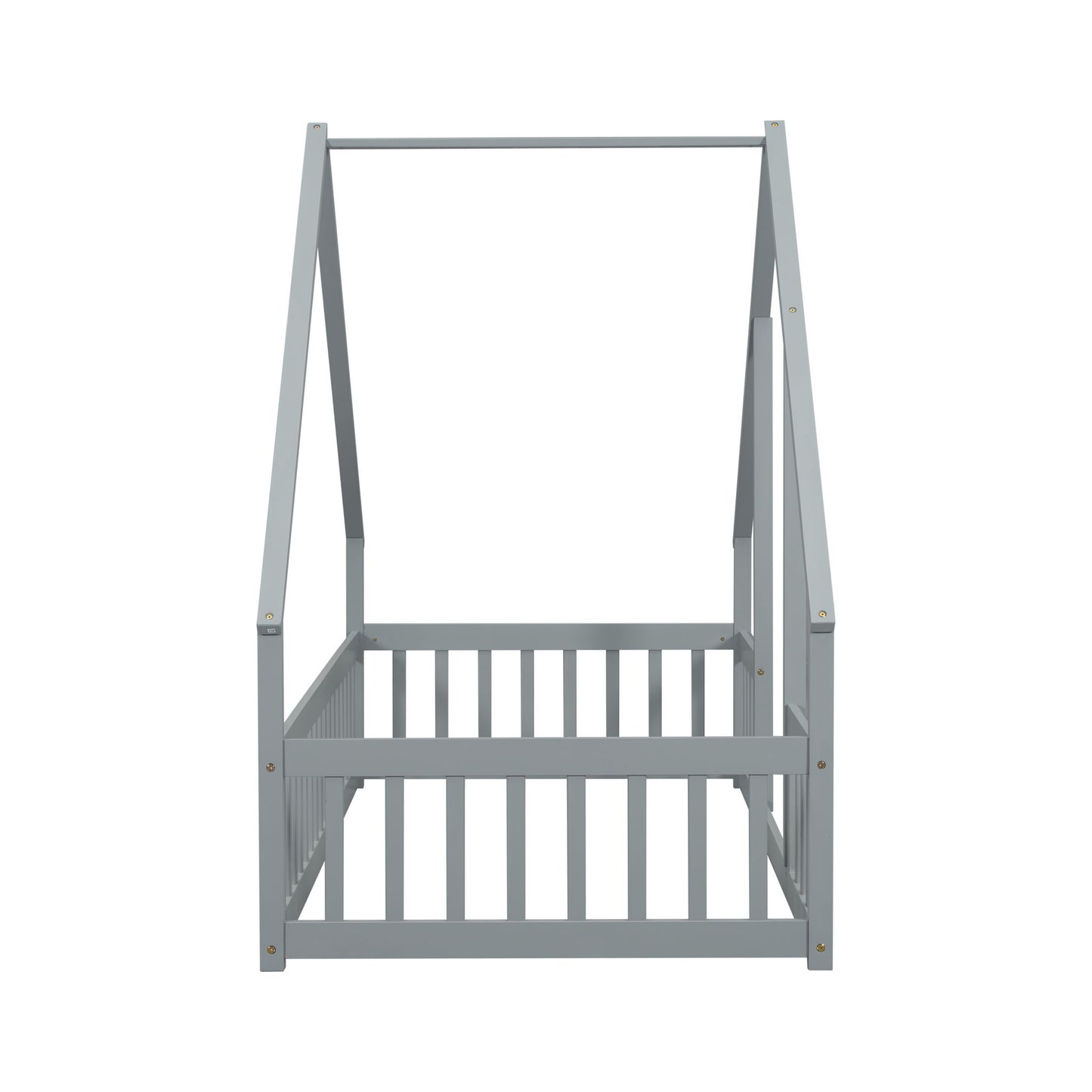 Wood House-Shaped Floor Bed With Fence, Guardrails - The Sleep Loft - Online Mattress Showroom NYC