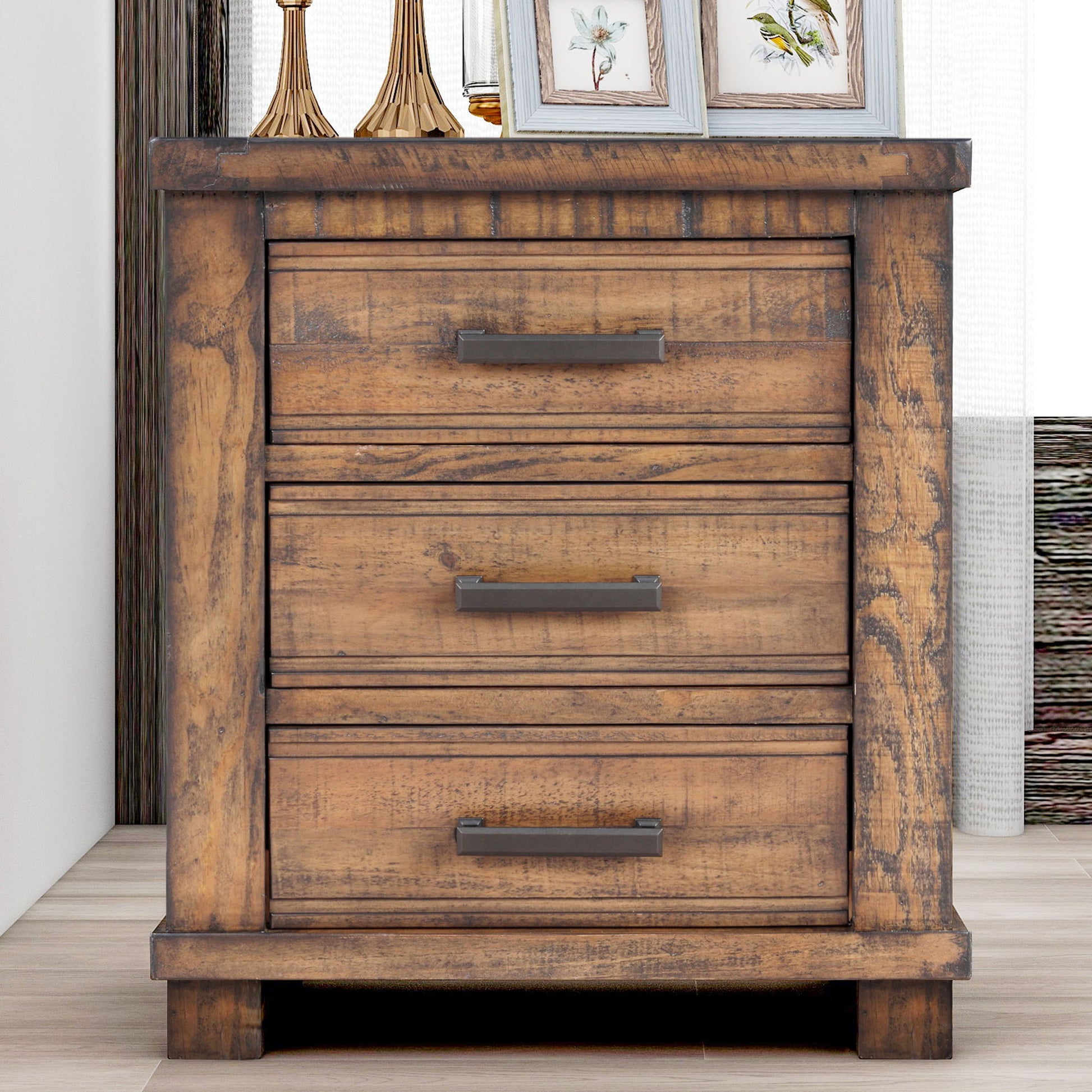 Drawer Reclaimed Solid Wood Framhouse Nightstand - Natural - The Sleep Loft - Online Mattress Showroom NYC