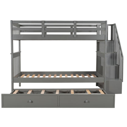 Stairway Bunk Bed With Storage And Guard Rail For Bedroom - The Sleep Loft - Online Mattress Showroom NYC