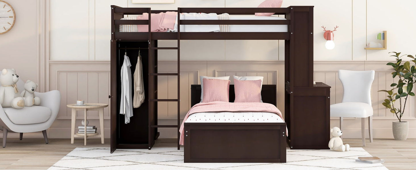Loft Bed With A Stand Alone Bed, Shelves, Desk, And Wardrobe - The Sleep Loft - Online Mattress Showroom NYC