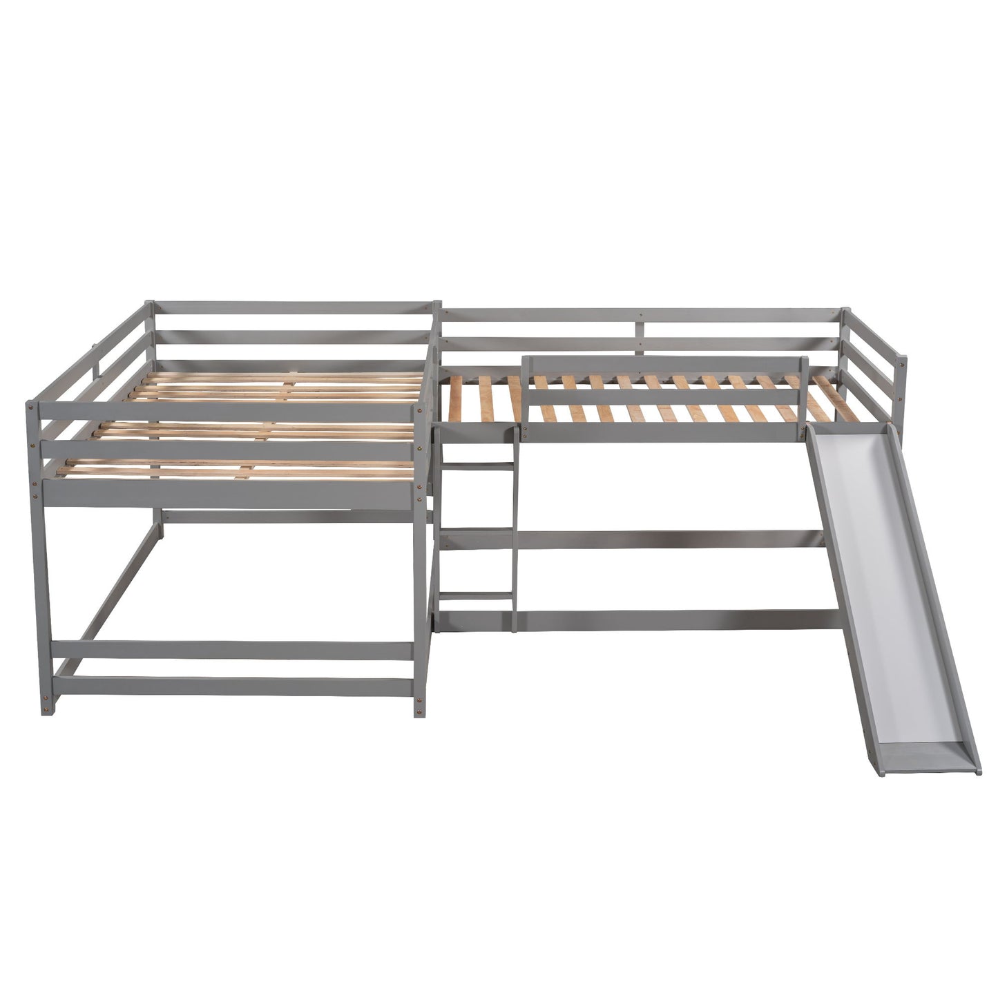 L-Shaped Bunk Bed With Slide And Short Ladder - The Sleep Loft - Online Mattress Showroom NYC