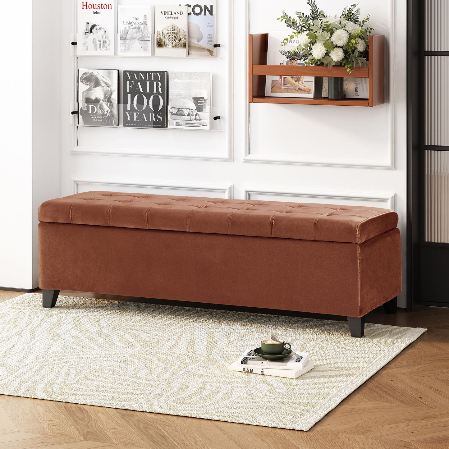 Wendover - Elegant Tufted Storage Bench With Lift-Up Top And Birch Wood Legs - The Sleep Loft - Online Mattress Showroom NYC