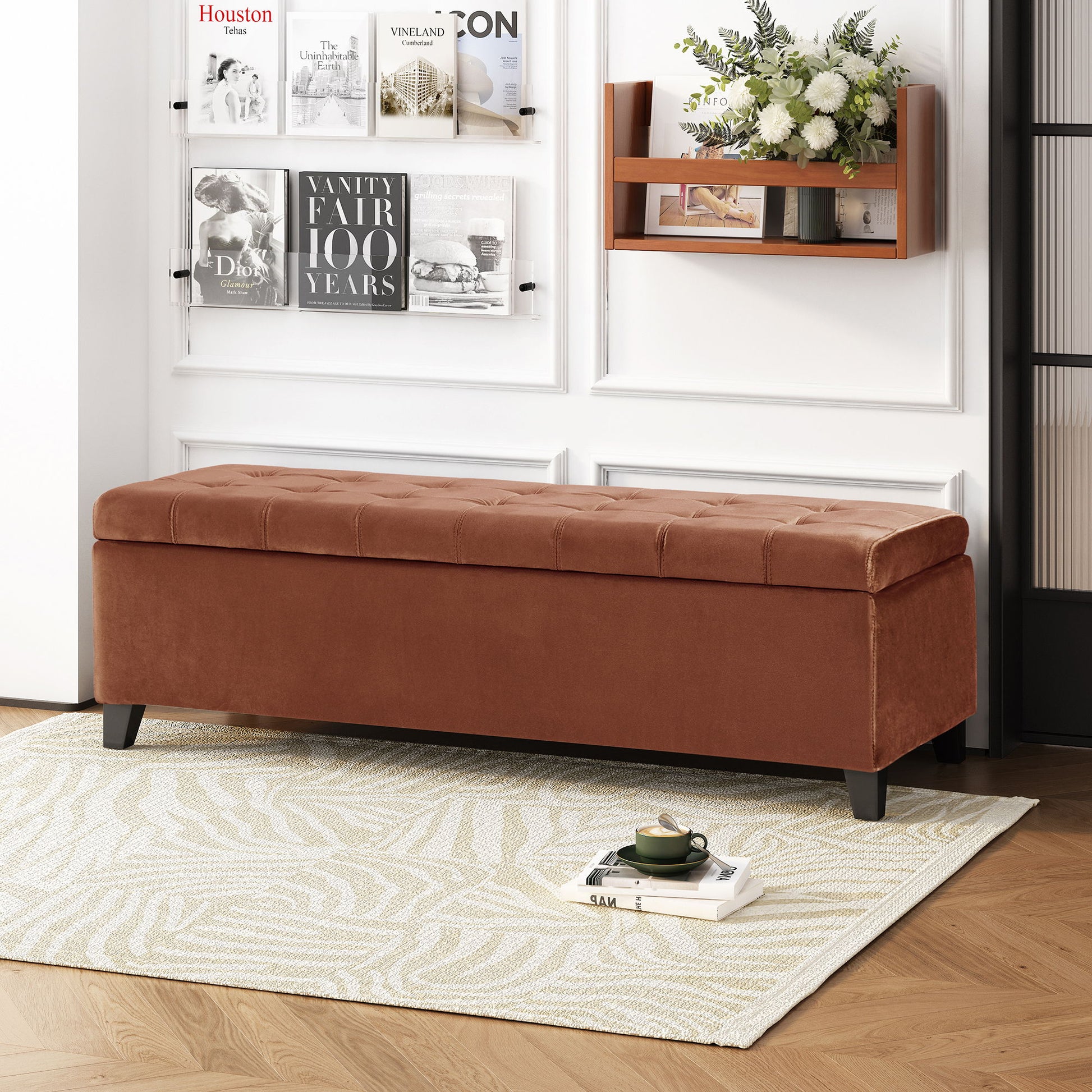 Wendover - Elegant Tufted Storage Bench With Lift-Up Top And Birch Wood Legs - The Sleep Loft - Online Mattress Showroom NYC