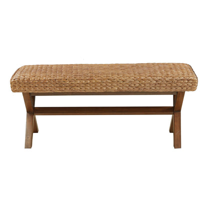 Bench With Water Hyacinth Seat - Brown - The Sleep Loft - Online Mattress Showroom NYC