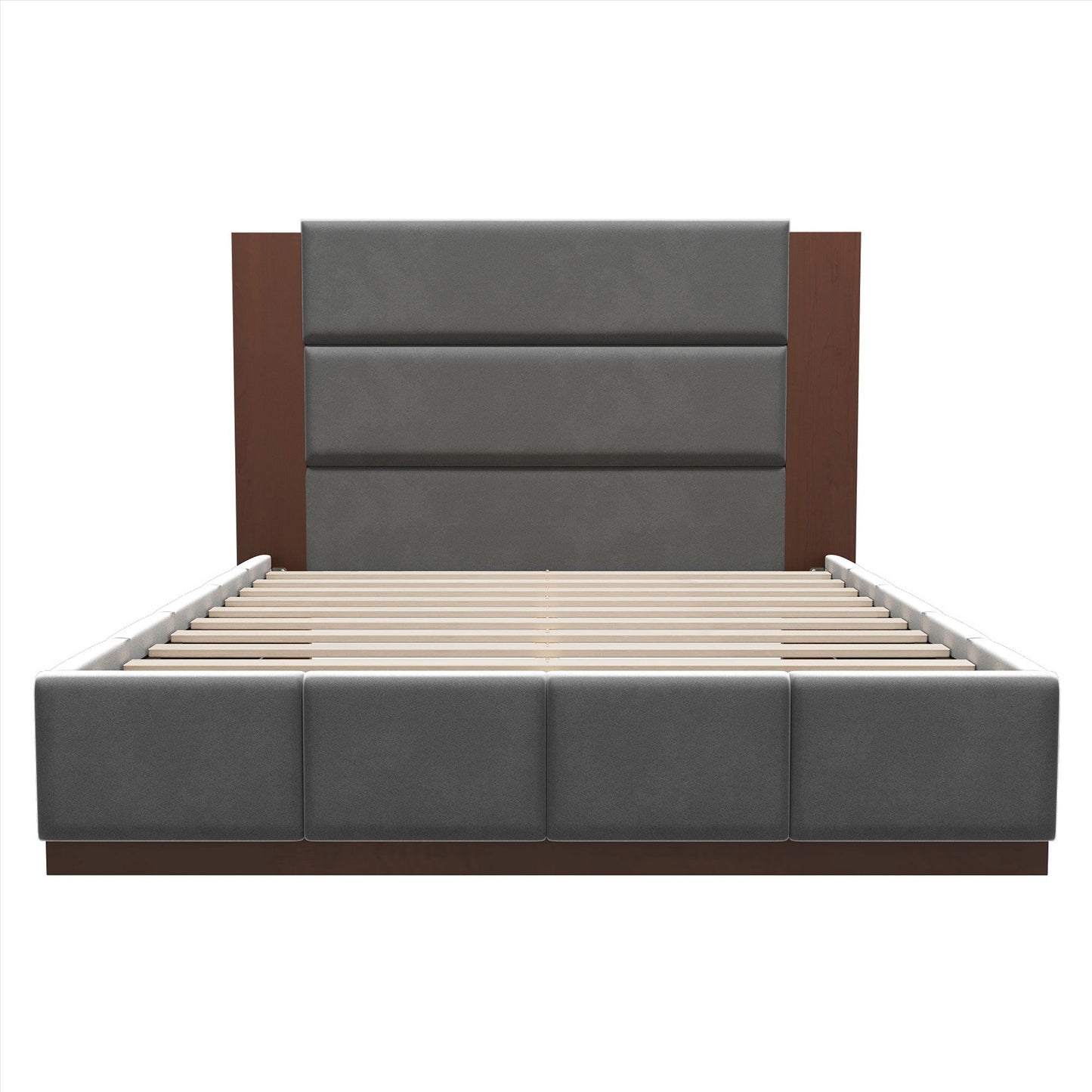 Modern Upholstered Platform Bed With Extended Headboard