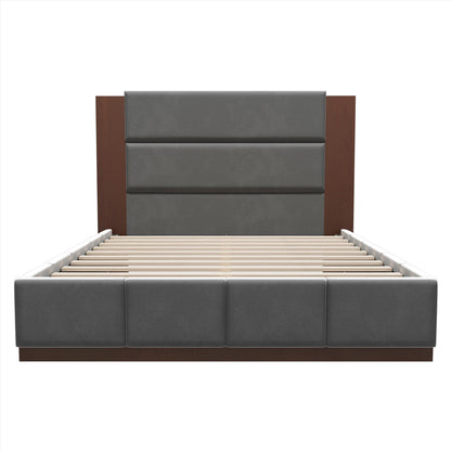 Modern Upholstered Platform Bed With Extended Headboard