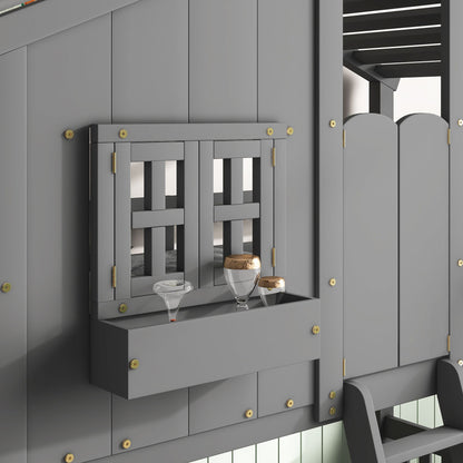 House Bunk Bed With Roof, Window, Window Box, Door, With Safety Guardrails And Ladder - The Sleep Loft - Online Mattress Showroom NYC