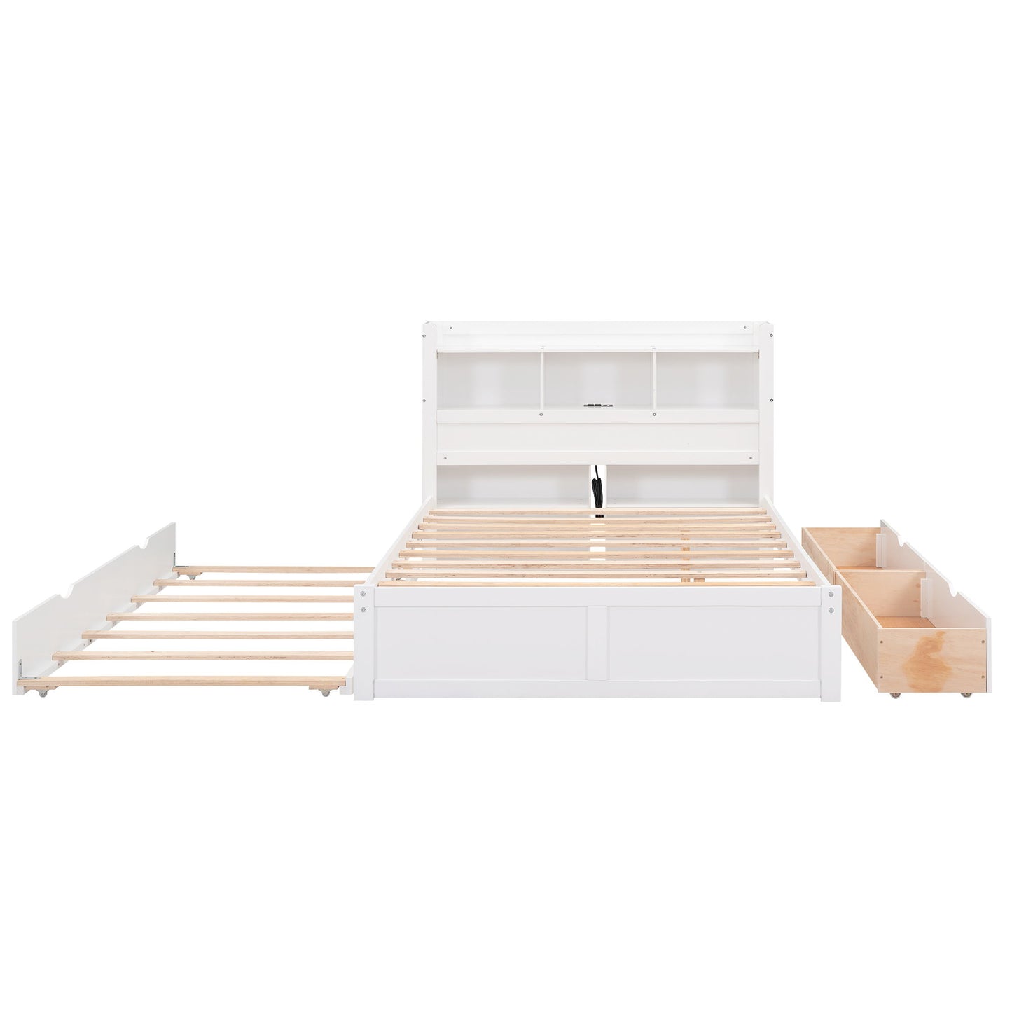 Storage Platform Bed With Pull Out Shelves, Trundle, And 2 Drawers - The Sleep Loft - Online Mattress Showroom NYC