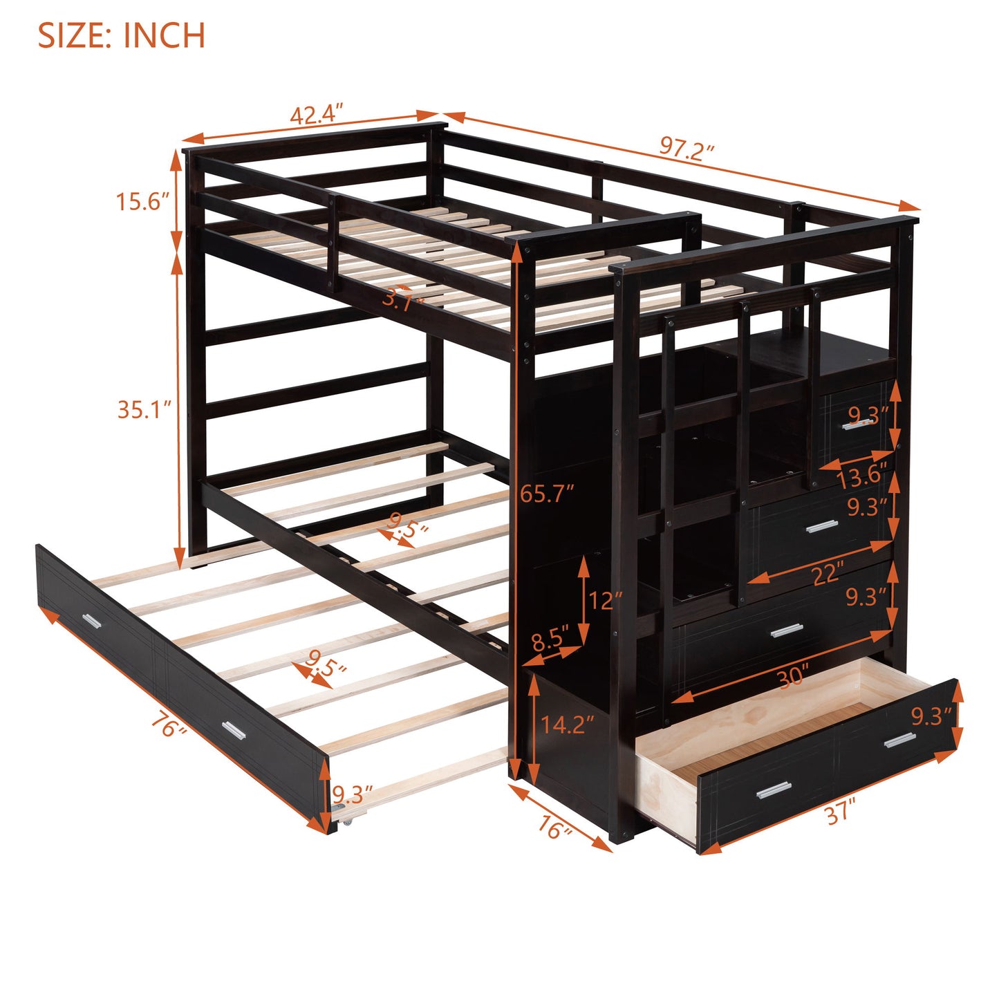 Bunk Bed With Trundle And Staircase - The Sleep Loft - Online Mattress Showroom NYC