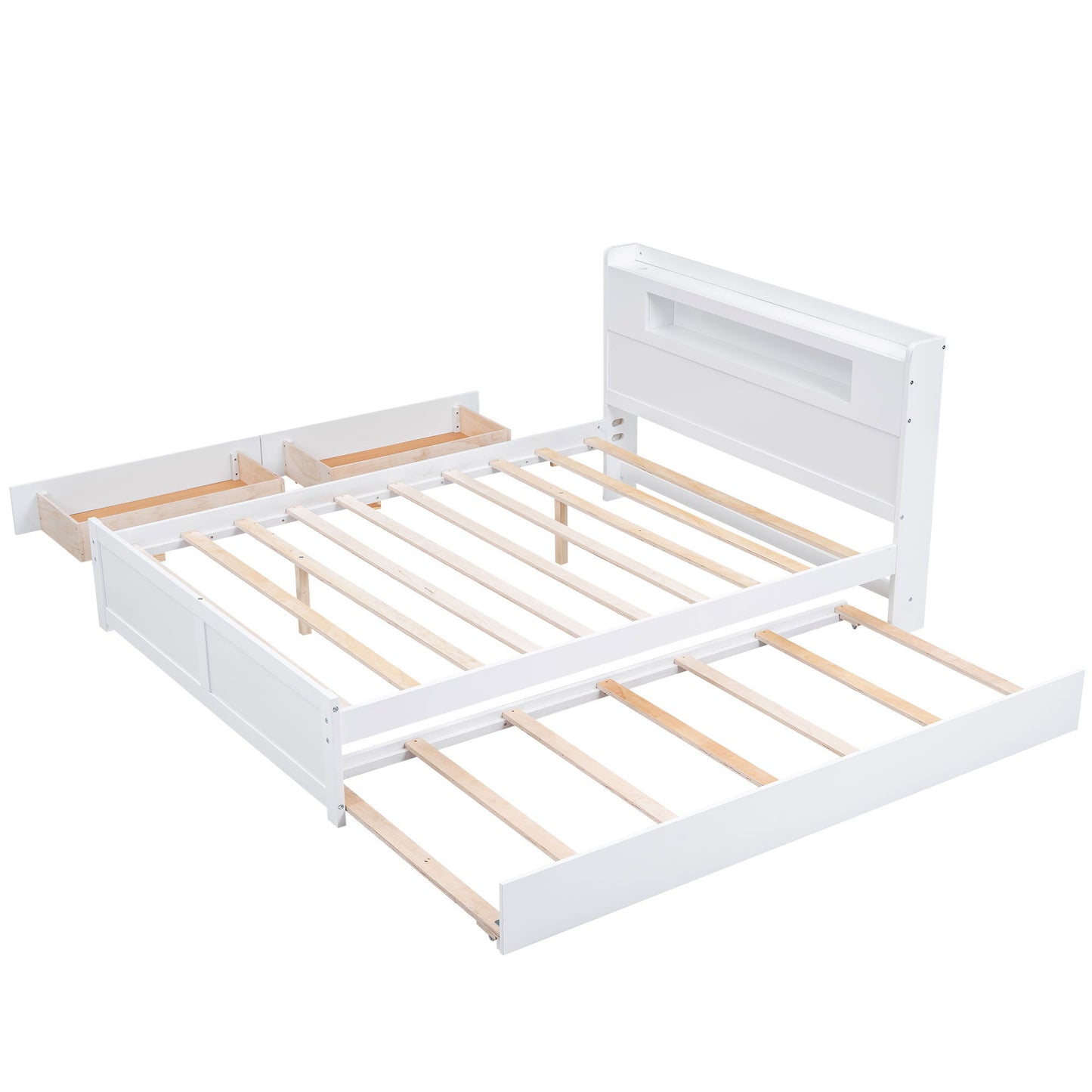 Storage Platform Bed With LED Lights, 2 Drawers And Trundle - The Sleep Loft - Online Mattress Showroom NYC