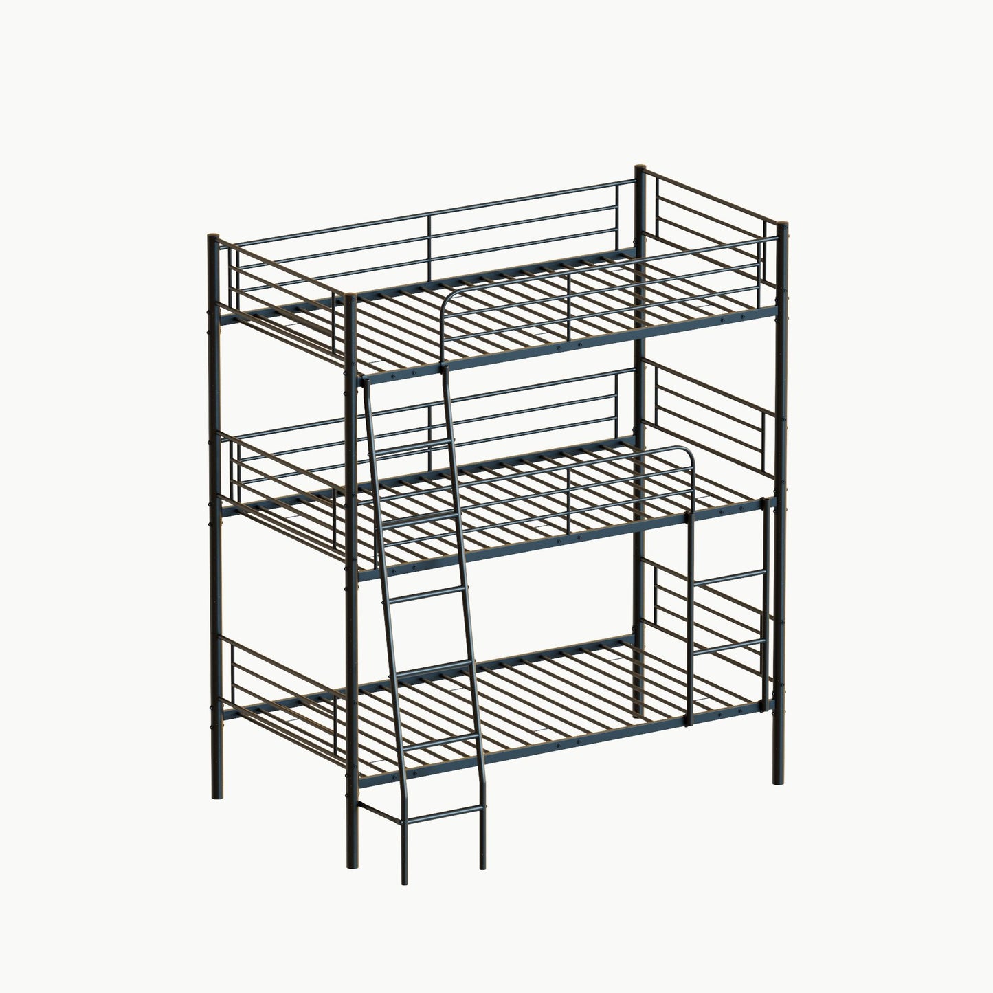Twin Size Metal Triple Bunk Bed For Bedroom And Dormitory, Convertible Into 3 Separate Beds - Black - The Sleep Loft - Online Mattress Showroom NYC