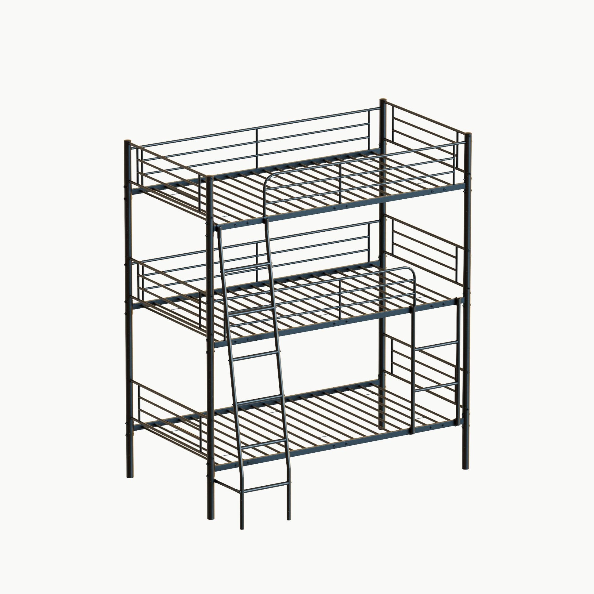Twin Size Metal Triple Bunk Bed For Bedroom And Dormitory, Convertible Into 3 Separate Beds - Black - The Sleep Loft - Online Mattress Showroom NYC