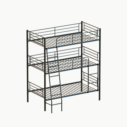 Twin Size Metal Triple Bunk Bed For Bedroom And Dormitory, Convertible Into 3 Separate Beds - Black - The Sleep Loft - Online Mattress Showroom NYC