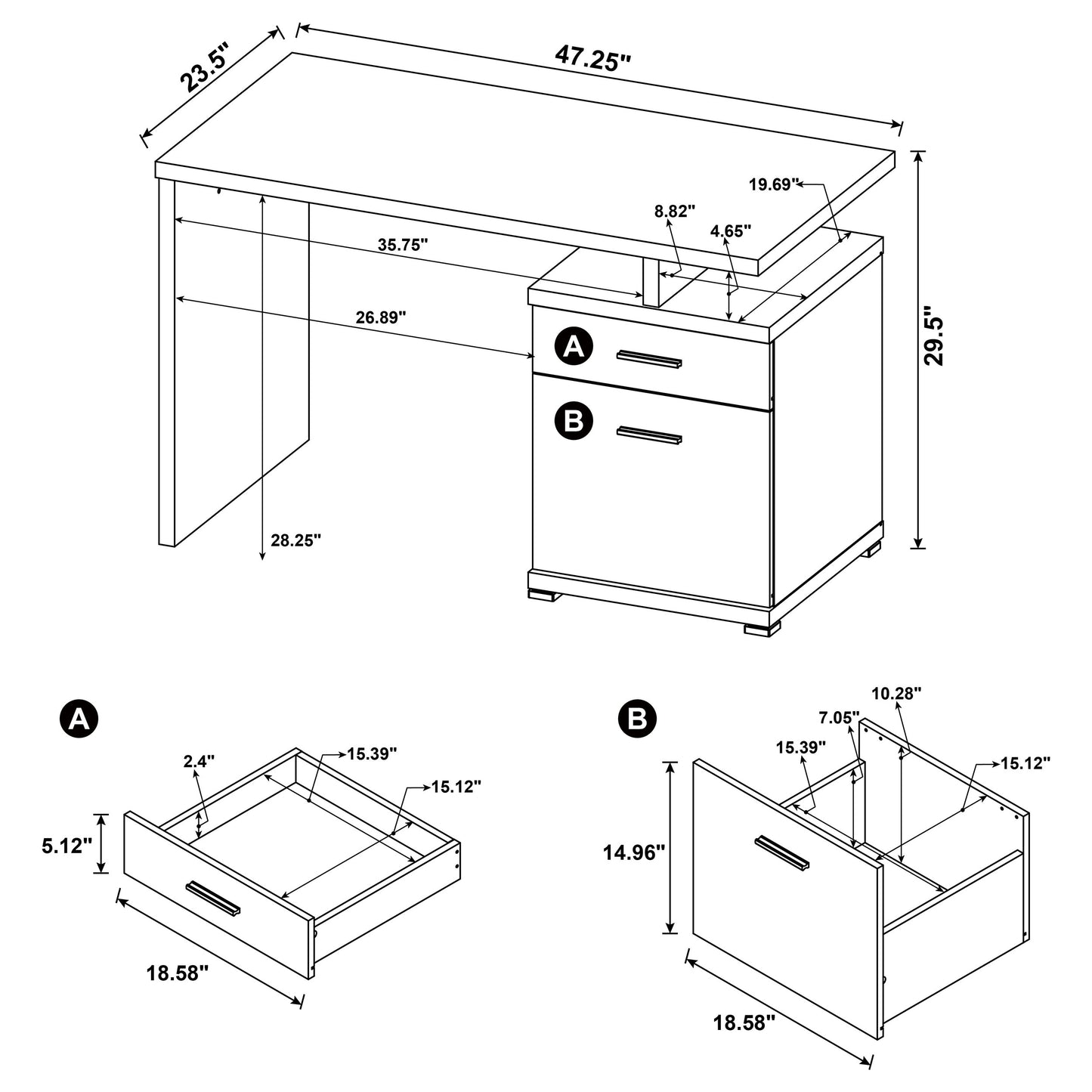 Irving 47-inch 2-drawer Office Computer Desk Cappuccino