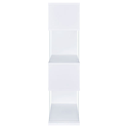 Emelle 63-inch 4-shelf Glass Panel Bookshelf White