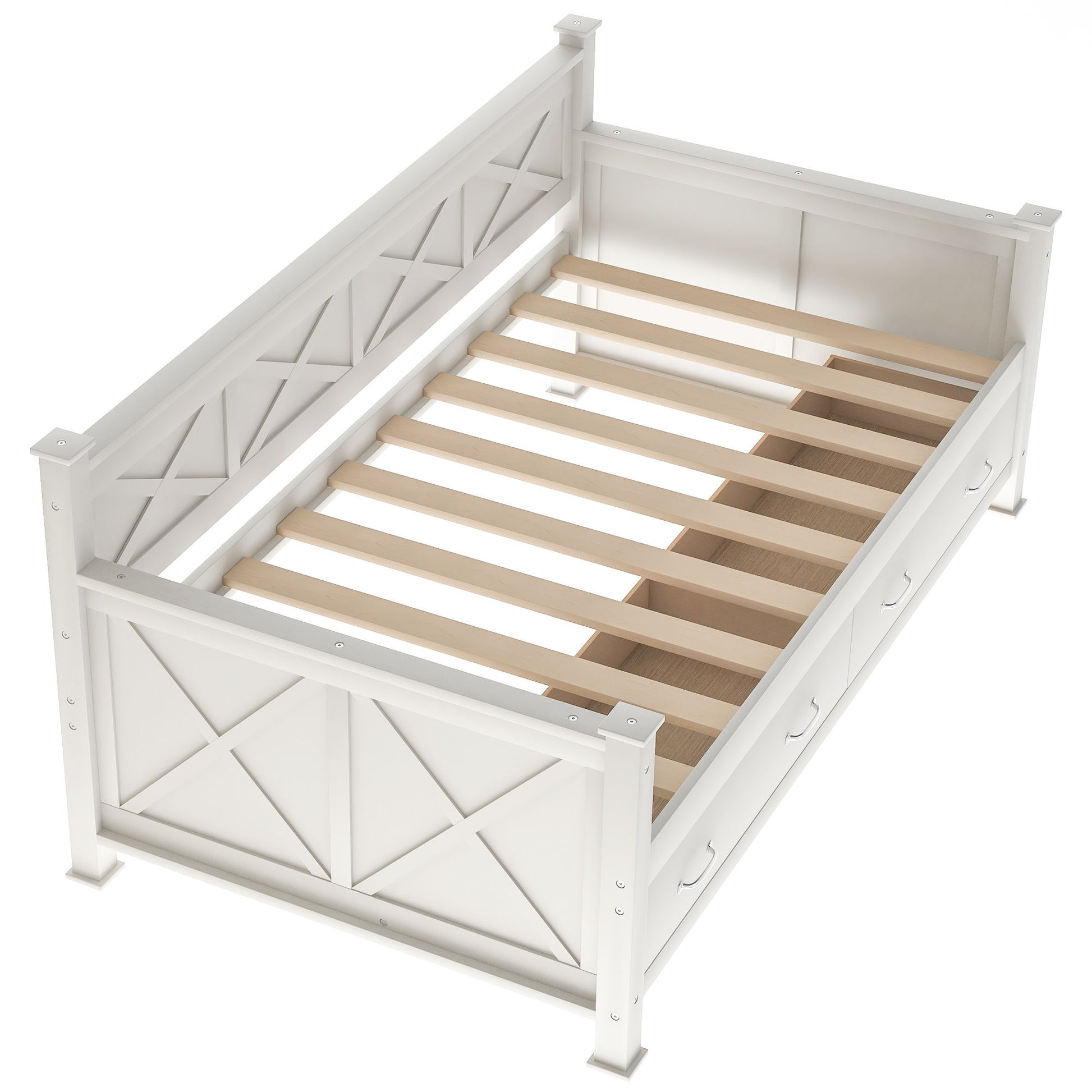 Modern Daybed With 2 Large Drawers, X Shaped Frame - The Sleep Loft - Online Mattress Showroom NYC