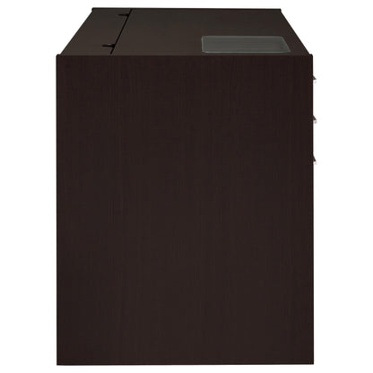 Halston 47-inch 2-drawer Office Desk with Cabinet Cappuccino