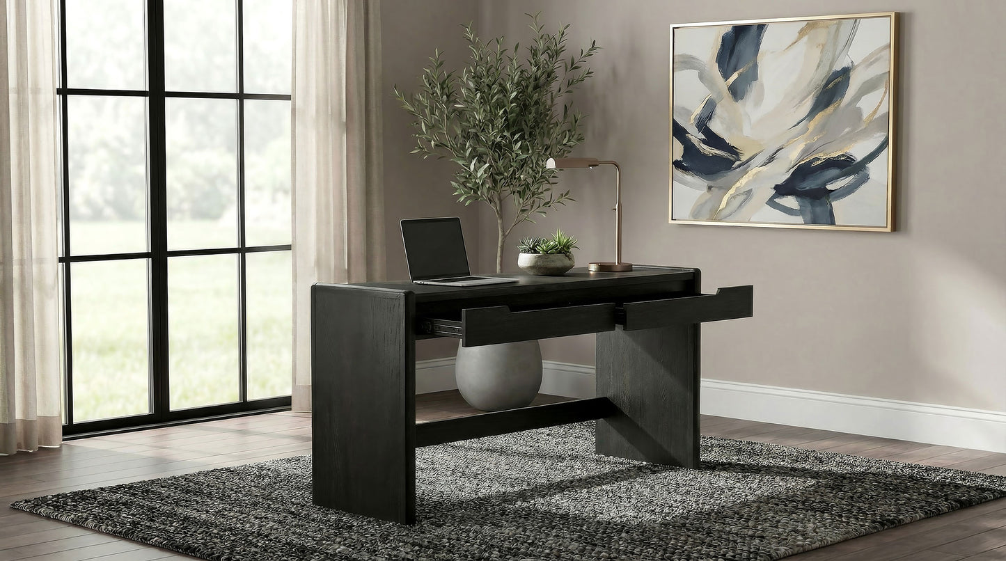 Leandro 2-drawer Home Office Writing Desk Burnished Black