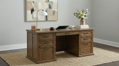 Altidore 68-inch 7-drawer Executive Home Office Desk Distressed Brown