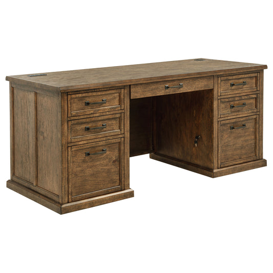 Altidore 68-inch 7-drawer Executive Home Office Desk Distressed Brown - The Sleep Loft - Online Mattress Showroom NYC