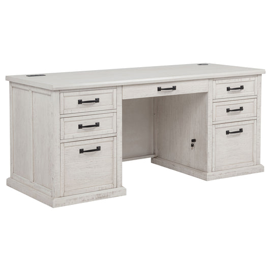 Altidore 68-inch 7-drawer Executive Home Office Desk Distressed White - The Sleep Loft - Online Mattress Showroom NYC