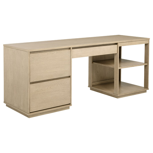 Harkes 75-inch 3-drawer Computer Desk with Adjustable Shelf Light Elm - The Sleep Loft - Online Mattress Showroom NYC