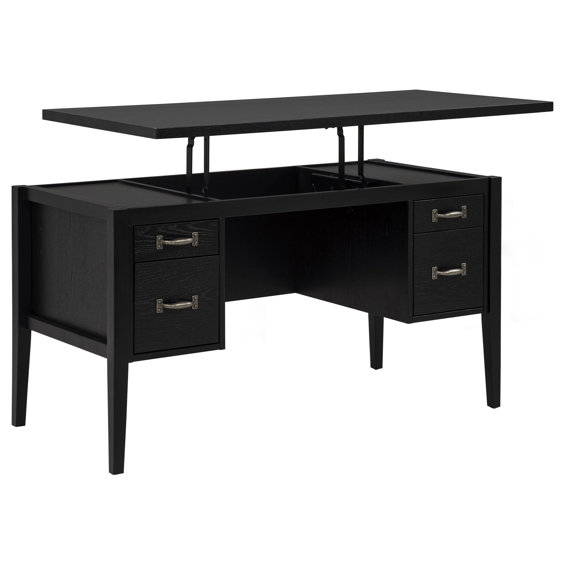 Graham 54-inch 4-drawer Double Pedestal Lift Top Computer Desk Black
