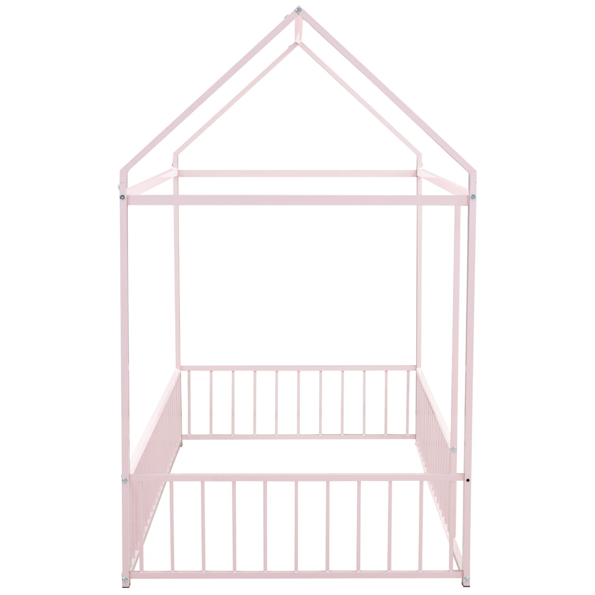 Metal Bed House Bed Frame With Fence - The Sleep Loft - Online Mattress Showroom NYC