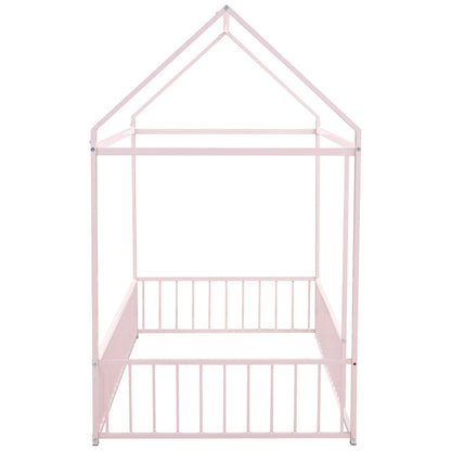 Metal Bed House Bed Frame With Fence - The Sleep Loft - Online Mattress Showroom NYC