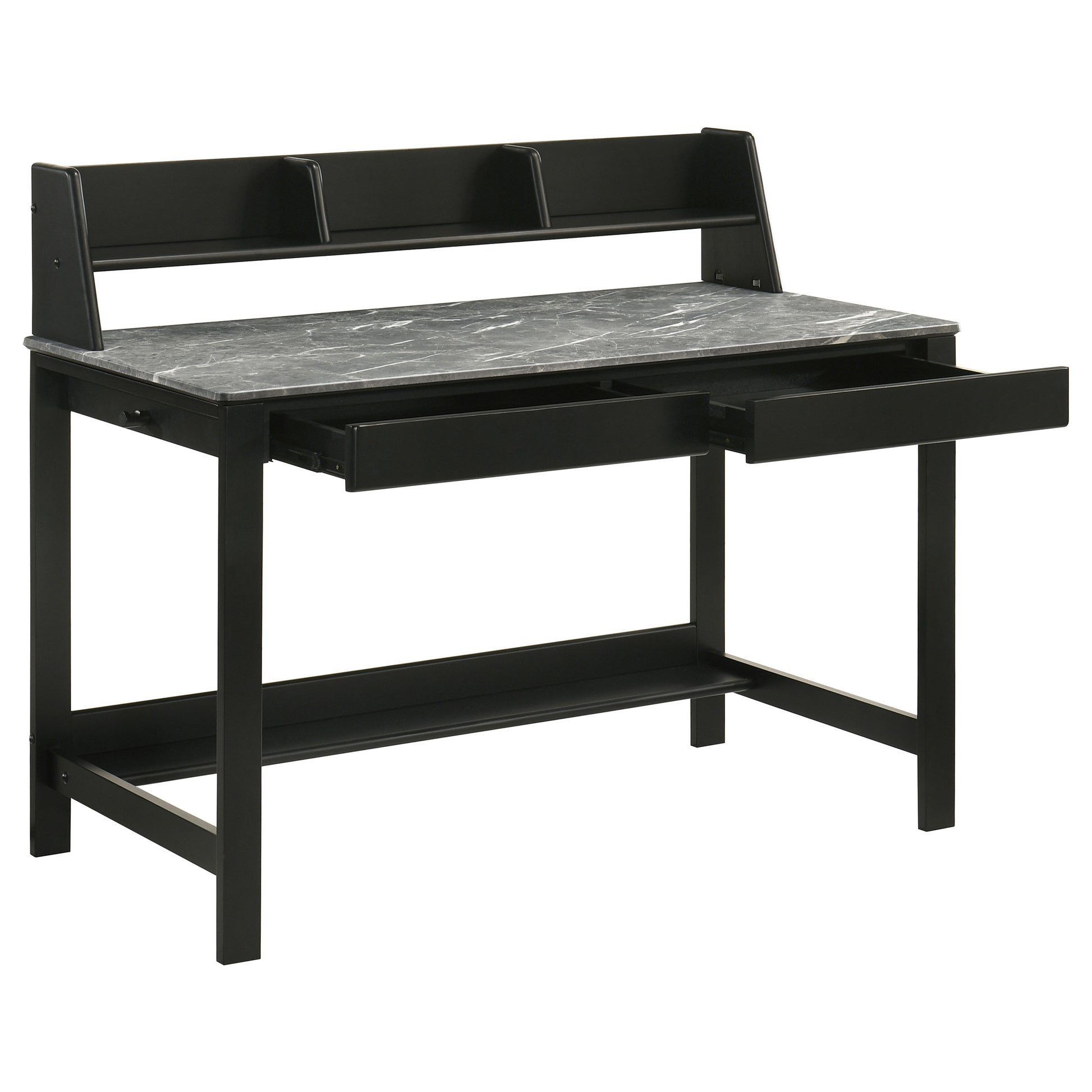 Besler 47-inch SmartTop Writing Desk with Shelf Grey Stone and Black