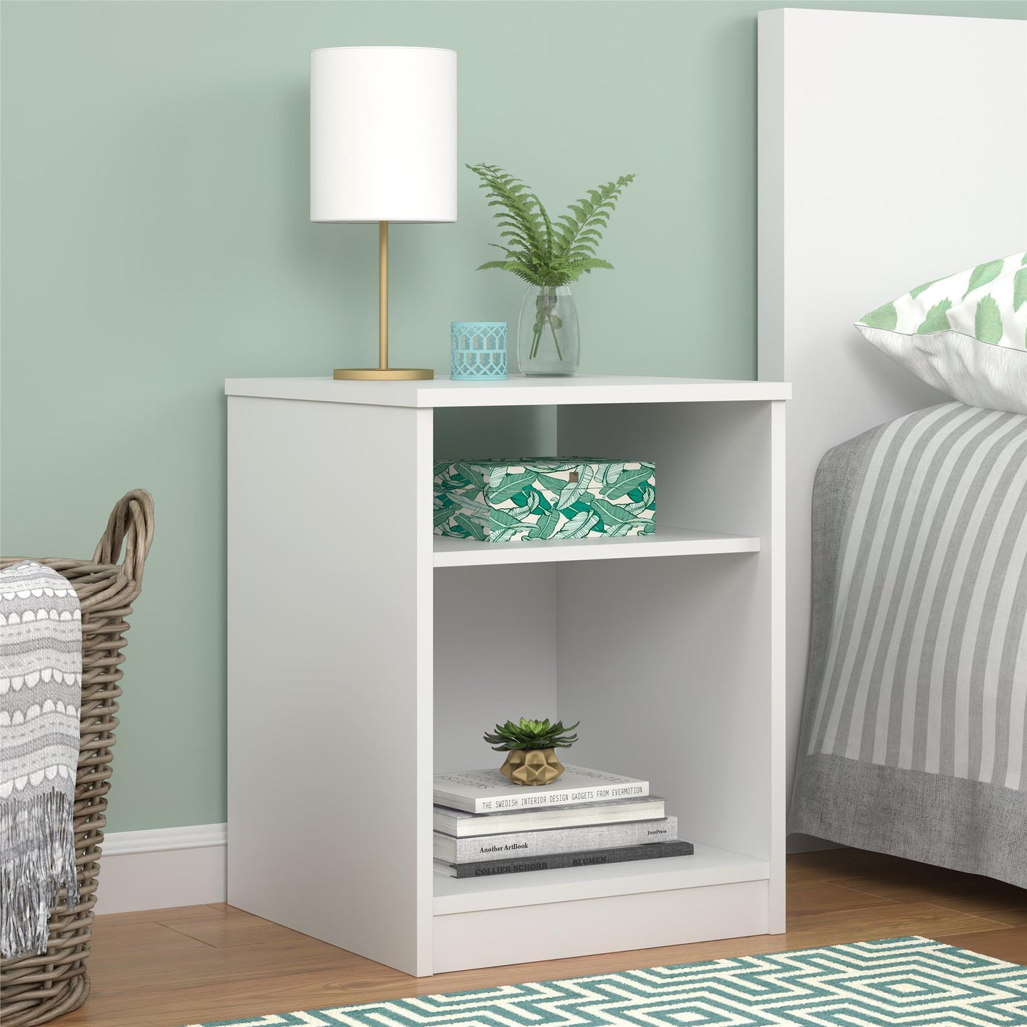 Open Shelf Nightstand - White - The Sleep Loft - Online Mattress Showroom NYC