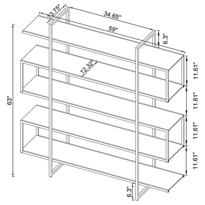 Elmer 63-inch 5-shelf Bookshelf Clear and Chrome
