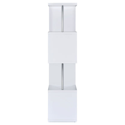 Baxter 67-inch 4-shelf Bookshelf White and Chrome