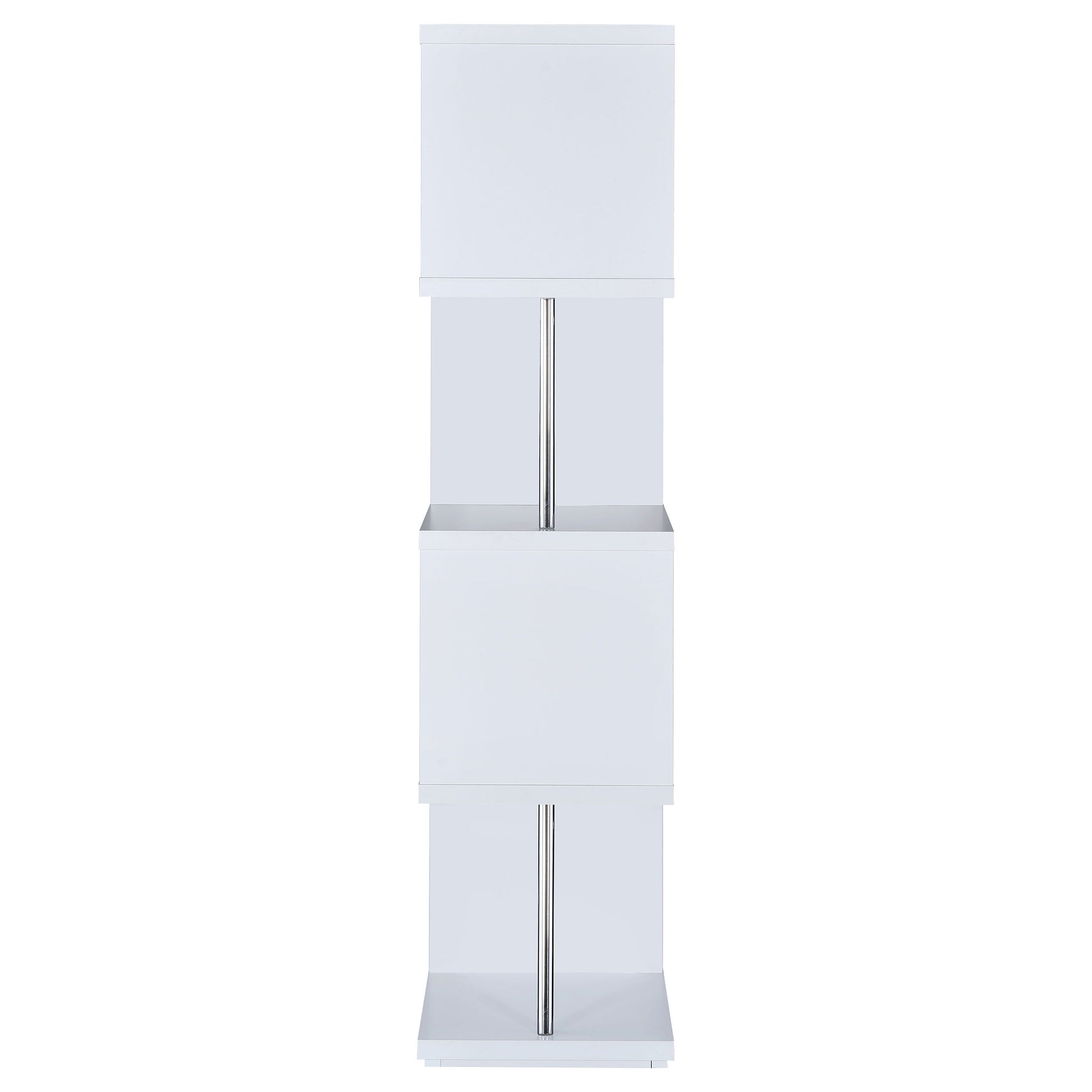 Baxter 67-inch 4-shelf Bookshelf White and Chrome