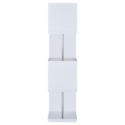 Baxter 67-inch 4-shelf Bookshelf White and Chrome