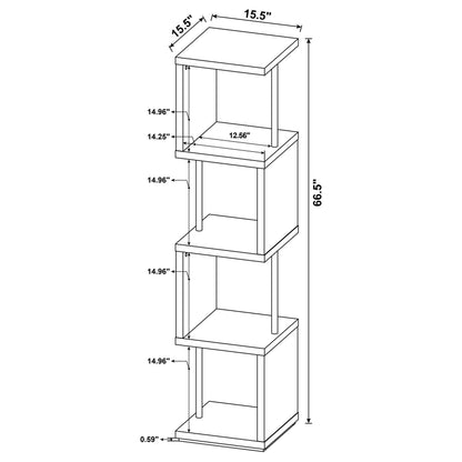 Baxter 67-inch 4-shelf Bookshelf Black and Chrome