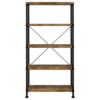 Analiese 2-piece Computer Desk Bookcase Set Rustic Nutmeg