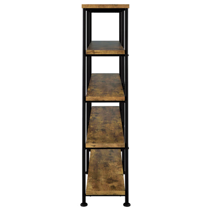 Analiese 63-inch 4-shelf Double Bookshelf Rustic Nutmeg