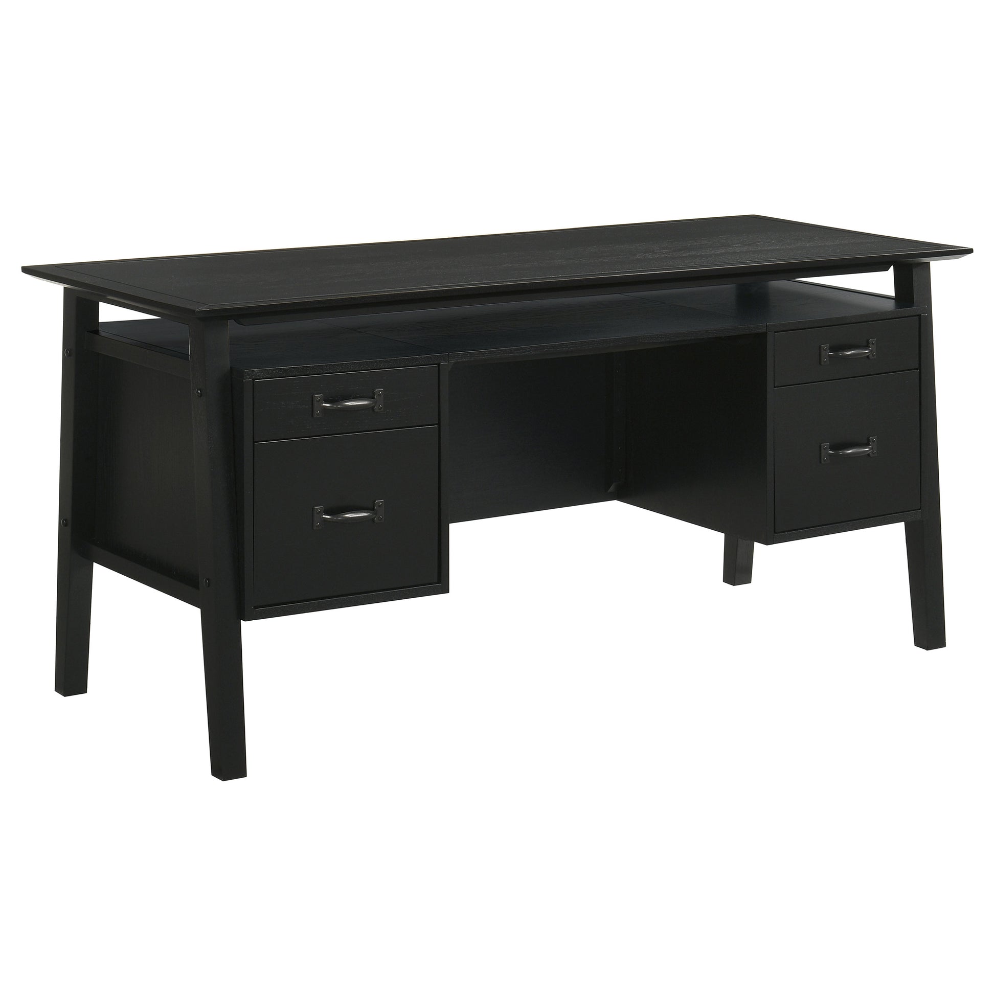 Goodson 64-inch 4-Drawer Double Pedestal Computer Desk Black