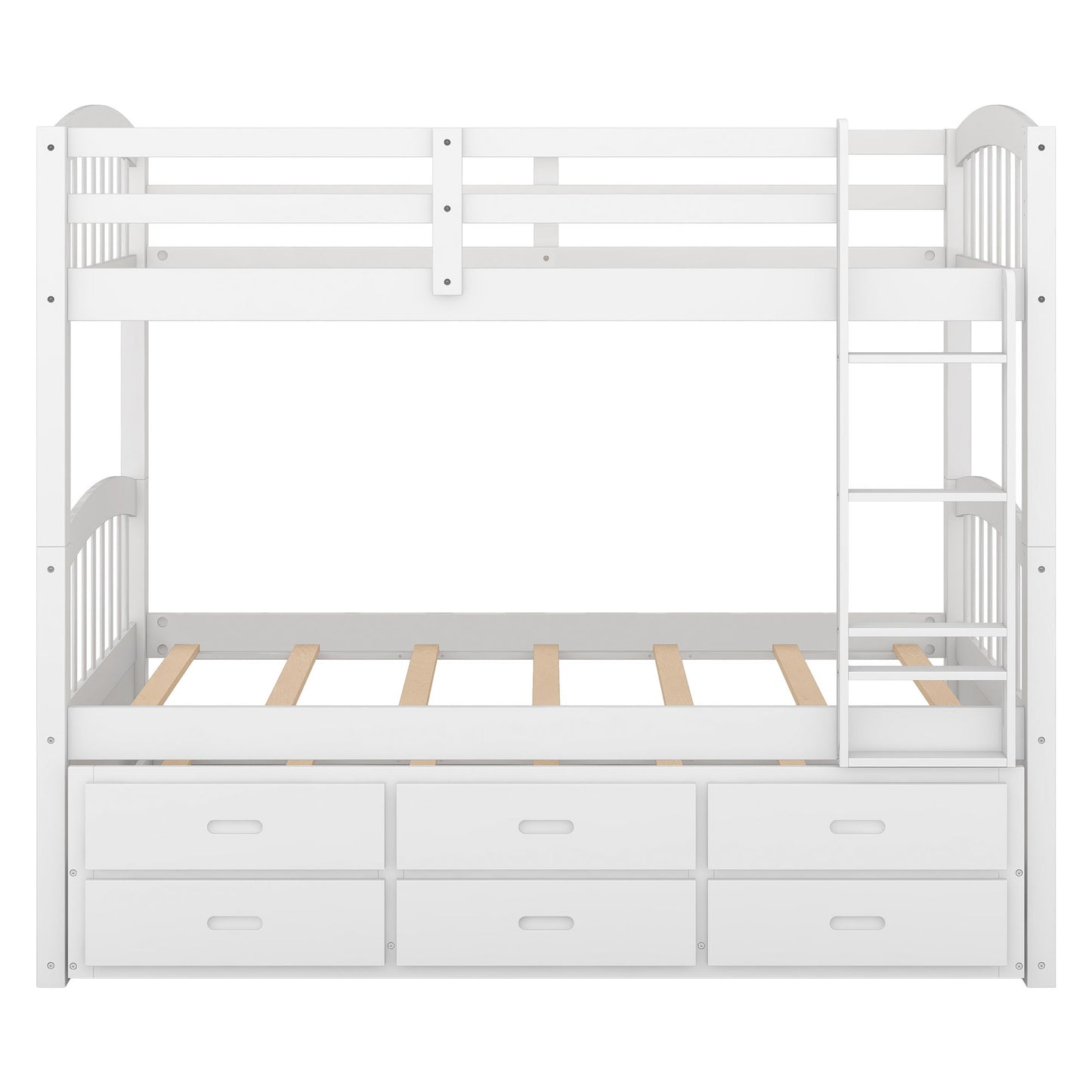 Bunk Bed With Trundle And Drawers, Arched Headboard And Footboard - The Sleep Loft - Online Mattress Showroom NYC