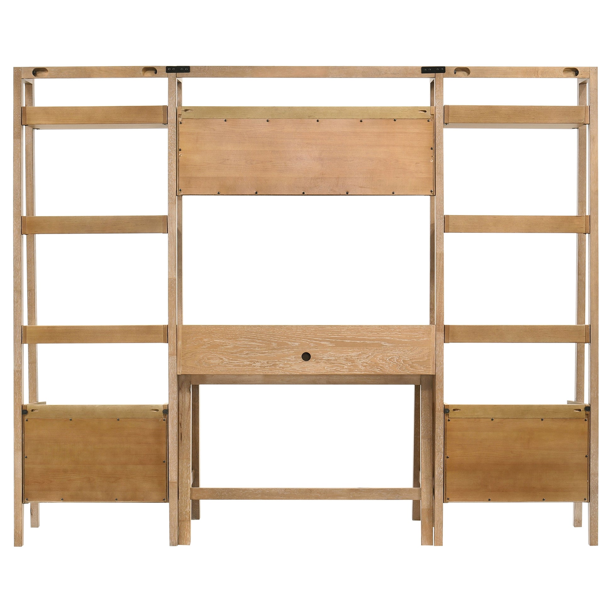 Fabian 4-piece Computer Desk and Bookshelf Set Distressed Light Brown