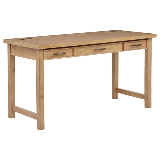 Vermes 55-inch 3-drawer Writing Desk with Power Outlet Light Ash - The Sleep Loft - Online Mattress Showroom NYC