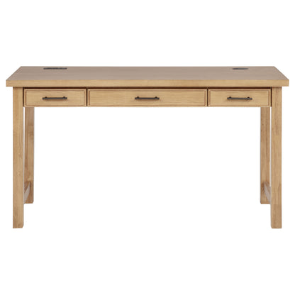 Vermes 55-inch 3-drawer Writing Desk with Power Outlet Light Ash