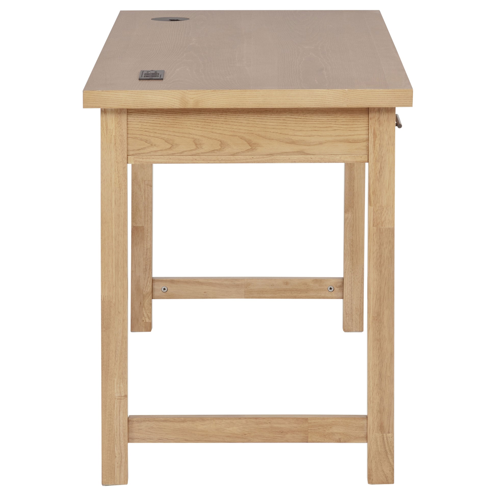 Vermes 55-inch 3-drawer Writing Desk with Power Outlet Light Ash