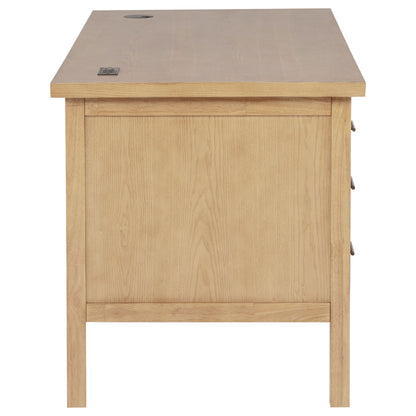Vermes 66-inch 7-drawer Computer Desk with Power Outlet Light Ash