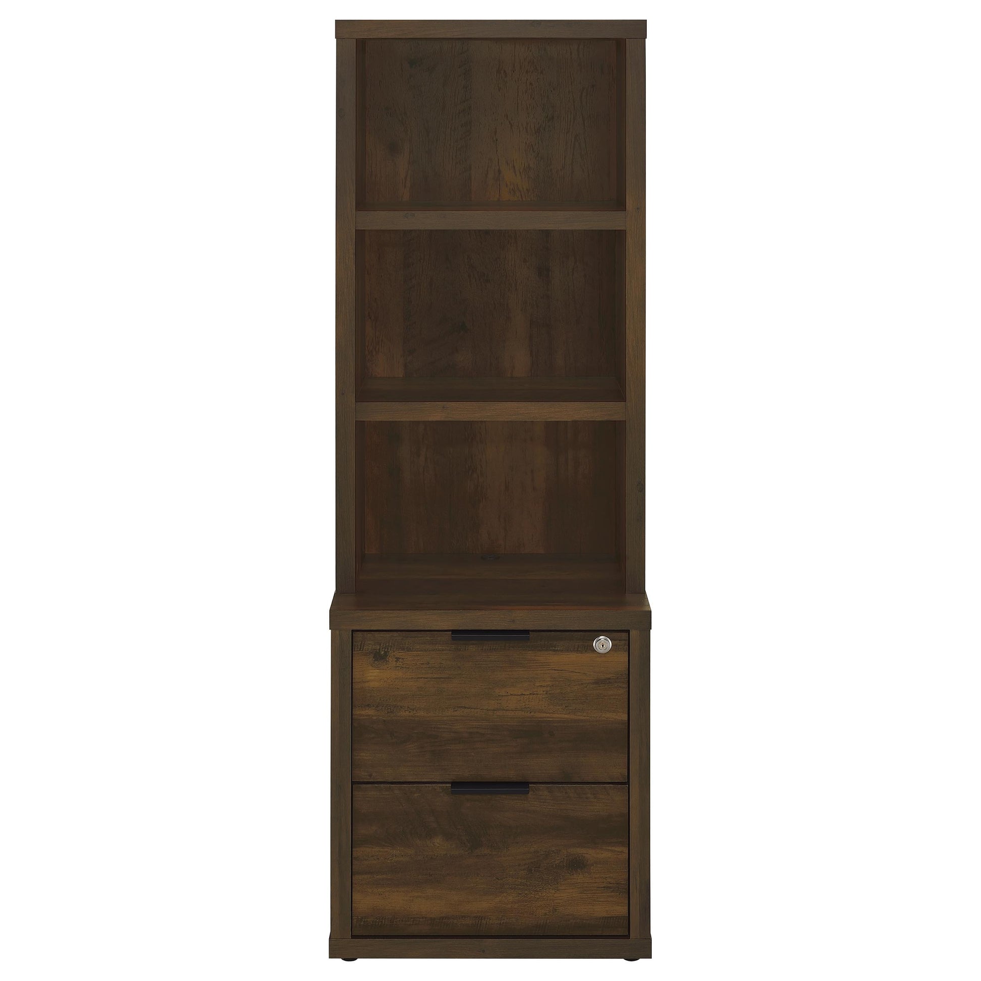 Westpark 3-shelf Bookcase USB and Lockable Drawer Dark Pine